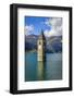 Church Steeple, 'Reschensee' (Lake Reschen), Comune of Graun, South Tyrol-Frina-Framed Photographic Print