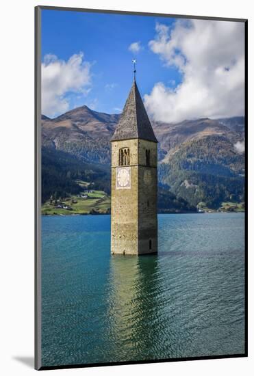 Church Steeple, 'Reschensee' (Lake Reschen), Comune of Graun, South Tyrol-Frina-Mounted Photographic Print