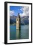 Church Steeple, 'Reschensee' (Lake Reschen), Comune of Graun, South Tyrol-Frina-Framed Photographic Print