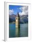 Church Steeple, 'Reschensee' (Lake Reschen), Comune of Graun, South Tyrol-Frina-Framed Photographic Print