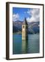 Church Steeple, 'Reschensee' (Lake Reschen), Comune of Graun, South Tyrol-Frina-Framed Photographic Print