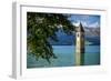 Church Steeple, 'Reschensee' (Lake Reschen), Comune of Graun, South Tyrol-Frina-Framed Photographic Print