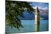 Church Steeple, 'Reschensee' (Lake Reschen), Comune of Graun, South Tyrol-Frina-Mounted Photographic Print