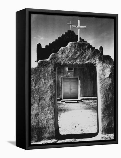 Church, Taos Pueblo, New Mexico, 1942, Taos Pueblo, Nm-Ansel Adams-Framed Stretched Canvas