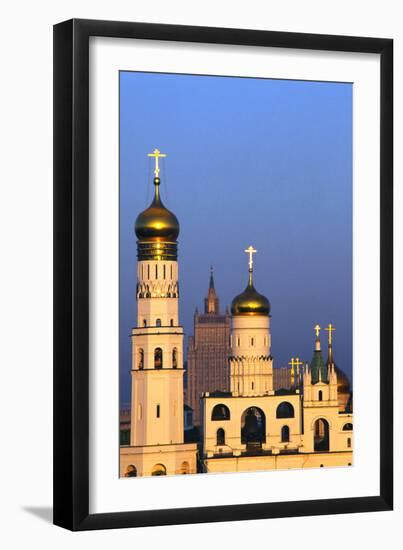 Church towers and crosses of the Kremlin, Moscow-Charles Bowman-Framed Photographic Print