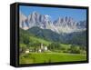 Church, Val di Funes, Bolzano Province, Trentino-Alto Adige/South Tyrol, Italian Dolomites, Italy-Frank Fell-Framed Stretched Canvas