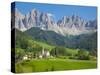 Church, Val di Funes, Bolzano Province, Trentino-Alto Adige/South Tyrol, Italian Dolomites, Italy-Frank Fell-Stretched Canvas