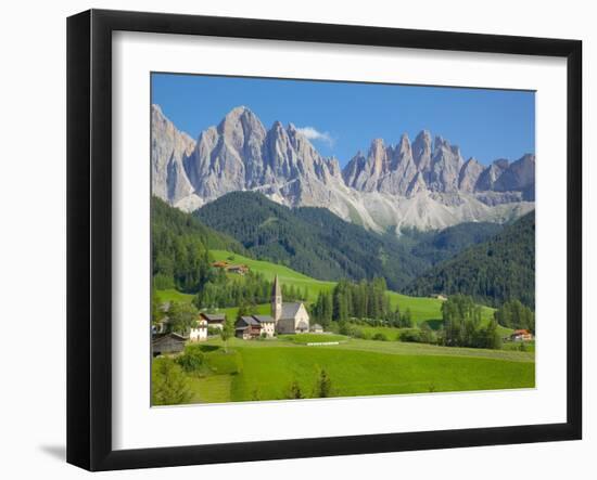 Church, Val di Funes, Bolzano Province, Trentino-Alto Adige/South Tyrol, Italian Dolomites, Italy-Frank Fell-Framed Photographic Print