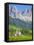 Church, Val di Funes, Bolzano Province, Trentino-Alto Adige/South Tyrol, Italian Dolomites, Italy-Frank Fell-Framed Stretched Canvas