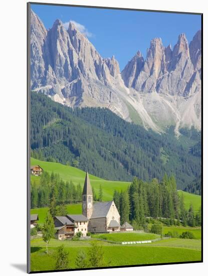 Church, Val di Funes, Bolzano Province, Trentino-Alto Adige/South Tyrol, Italian Dolomites, Italy-Frank Fell-Mounted Photographic Print