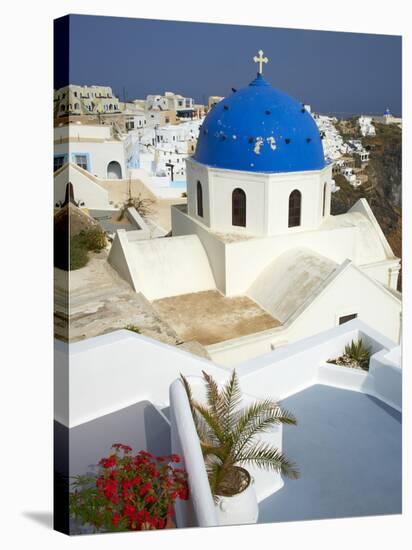 Church with Blue Dome, Fira, Thira, Santorini, Cyclades, Greek Islands, Greece, Europe-Tuul-Stretched Canvas