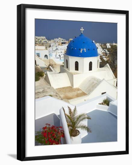 Church with Blue Dome, Fira, Thira, Santorini, Cyclades, Greek Islands, Greece, Europe-Tuul-Framed Photographic Print