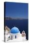 Church with Blue Dome with View of the Aegean Sea, Oia, Santorini, Cyclades, Greek Islands-Markus Lange-Stretched Canvas