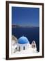 Church with Blue Dome with View of the Aegean Sea, Oia, Santorini, Cyclades, Greek Islands-Markus Lange-Framed Photographic Print