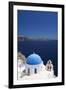 Church with Blue Dome with View of the Aegean Sea, Oia, Santorini, Cyclades, Greek Islands-Markus Lange-Framed Photographic Print