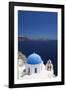 Church with Blue Dome with View of the Aegean Sea, Oia, Santorini, Cyclades, Greek Islands-Markus Lange-Framed Photographic Print