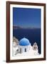 Church with Blue Dome with View of the Aegean Sea, Oia, Santorini, Cyclades, Greek Islands-Markus Lange-Framed Photographic Print