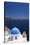 Church with Blue Dome with View of the Aegean Sea, Oia, Santorini, Cyclades, Greek Islands-Markus Lange-Stretched Canvas