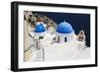 Church with Blue Dome with View of the Aegean Sea, Oia, Santorini, Cyclades, Greek Islands-Markus Lange-Framed Photographic Print