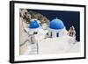 Church with Blue Dome with View of the Aegean Sea, Oia, Santorini, Cyclades, Greek Islands-Markus Lange-Framed Photographic Print