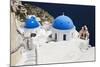 Church with Blue Dome with View of the Aegean Sea, Oia, Santorini, Cyclades, Greek Islands-Markus Lange-Mounted Photographic Print