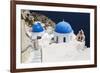 Church with Blue Dome with View of the Aegean Sea, Oia, Santorini, Cyclades, Greek Islands-Markus Lange-Framed Photographic Print