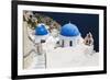 Church with Blue Dome with View of the Aegean Sea, Oia, Santorini, Cyclades, Greek Islands-Markus Lange-Framed Photographic Print