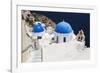 Church with Blue Dome with View of the Aegean Sea, Oia, Santorini, Cyclades, Greek Islands-Markus Lange-Framed Photographic Print