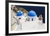 Church with Blue Dome with View of the Aegean Sea, Oia, Santorini, Cyclades, Greek Islands-Markus Lange-Framed Photographic Print