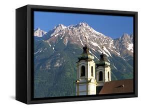 Church with Mountain Backdrop, Innsbruck, Tirol (Tyrol), Austria-Gavin Hellier-Framed Stretched Canvas