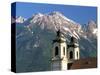 Church with Mountain Backdrop, Innsbruck, Tirol (Tyrol), Austria-Gavin Hellier-Stretched Canvas