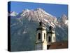 Church with Mountain Backdrop, Innsbruck, Tirol (Tyrol), Austria-Gavin Hellier-Stretched Canvas