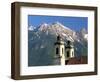 Church with Mountain Backdrop, Innsbruck, Tirol (Tyrol), Austria-Gavin Hellier-Framed Photographic Print