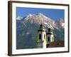 Church with Mountain Backdrop, Innsbruck, Tirol (Tyrol), Austria-Gavin Hellier-Framed Photographic Print