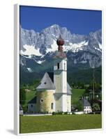 Church with Onion Dome at Going, with Mountains Behind, in the Tirol, Austria, Europe-null-Framed Photographic Print