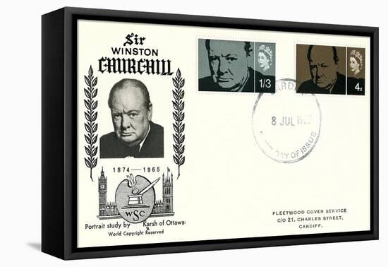 Churchill First Day Cover-null-Framed Stretched Canvas