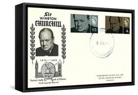 Churchill First Day Cover-null-Framed Stretched Canvas