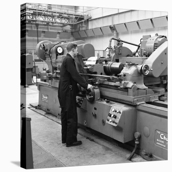 Churchill Lathe in Use, Park Gate Iron and Steel Co, Rotherham, South Yorkshire, 1964-Michael Walters-Stretched Canvas