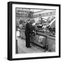 Churchill Lathe in Use, Park Gate Iron and Steel Co, Rotherham, South Yorkshire, 1964-Michael Walters-Framed Photographic Print