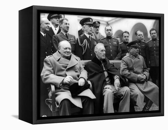 Churchill, Roosevelt and Stalin at Yalta, 1945-Science Source-Framed Stretched Canvas