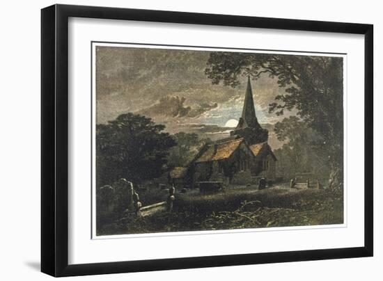 Churchyard by Moonlight-null-Framed Art Print