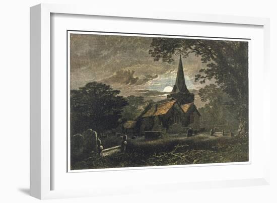 Churchyard by Moonlight-null-Framed Art Print