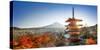 Chureito Pagoda with Mount Fuji during autumn season, Fujiyoshida, Yamanashi prefecture, Japan-Jan Christopher Becke-Stretched Canvas