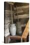 Churns in Norwegian Immigrants’ Milk Shed at Kvaale Farm, as 1865, at Old World Wisconsin-null-Stretched Canvas