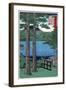 Chuzenji Lake in Shimozuke Province, Japanese Wood-Cut Print-Lantern Press-Framed Art Print