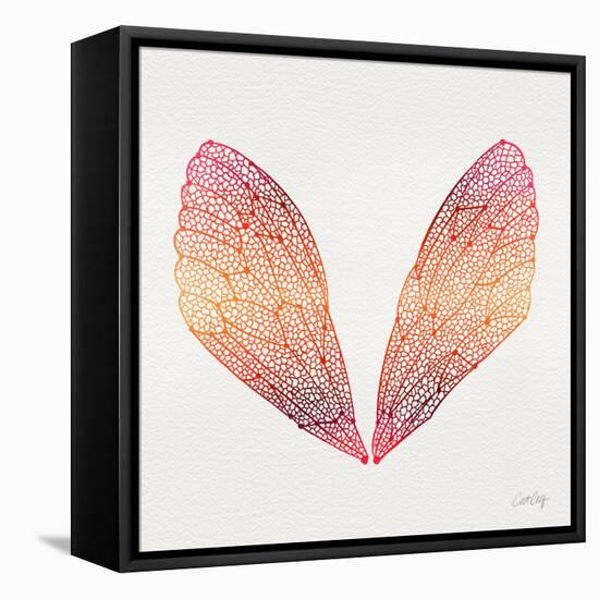 Cicada Wings in Red Ombre Ink-Cat Coquillette-Framed Stretched Canvas