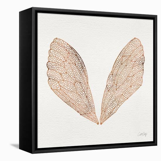 Cicada Wings in Rose Gold Ink-Cat Coquillette-Framed Stretched Canvas