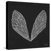 Cicada Wings in White Ink on Charcoal– Cat Coquillette-Cat Coquillette-Stretched Canvas