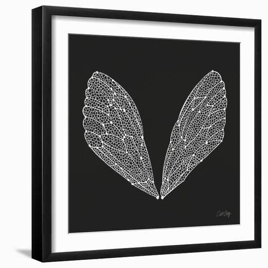 Cicada Wings in White Ink on Charcoal– Cat Coquillette-Cat Coquillette-Framed Giclee Print
