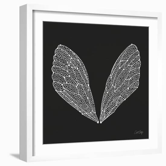 Cicada Wings in White Ink on Charcoal– Cat Coquillette-Cat Coquillette-Framed Giclee Print